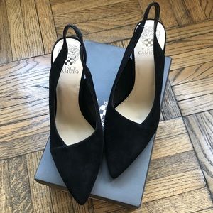 Black suede Vince Camuto Slingback Stilettos 10
